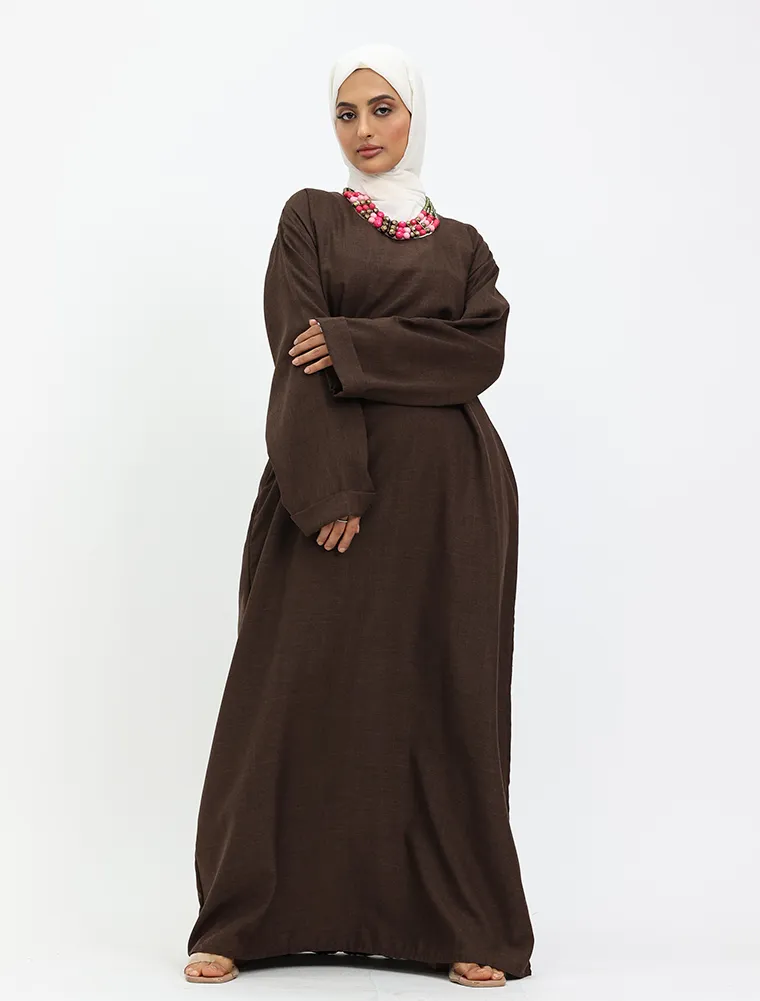 Brown Linen Abaya